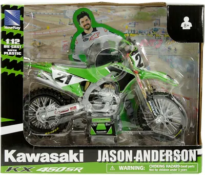 Motocicletă din metal Newray - Kawasaki Race Team KX450, Jason Anderson, 1:12