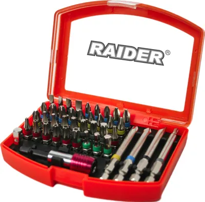 Biți cu prindere rapidă și suport magnetic Raider - 1/4'', 42 buc
