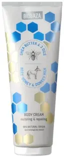 Biobaza Bees & Donkeys Loțiune de corp cu squalan, miere și lapte de măgar, 250 ml