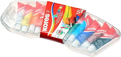 Vopsele tempera Kores - 12 culori, în tuburi