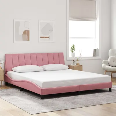 Gossi cadru de pat cu tablie, roz, 180x200 cm, catifea