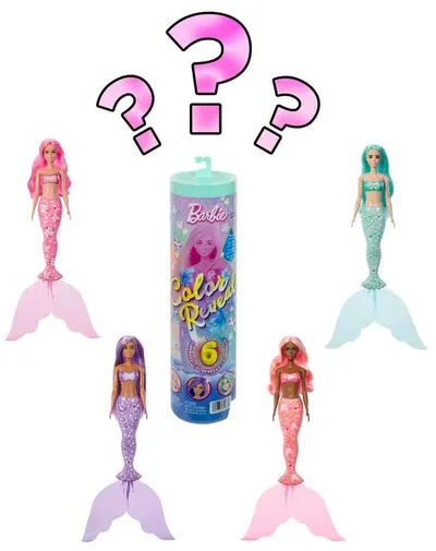 Păpuşă Barbie Color Reveal - Mermaid Charms, cu 6 surprize, sortiment