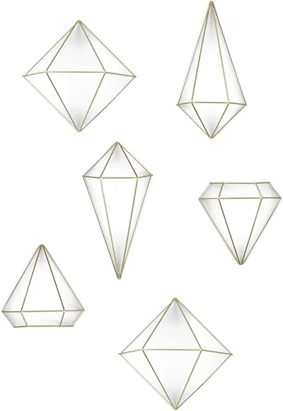 Set de decorațiuni Umbra - Prisma, 6 piese, oțel, alamă-mat
