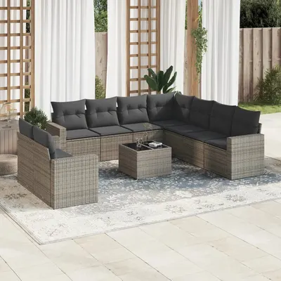 Gossi set mobilier de gradina cu perne, 10 piese, gri, poliratan