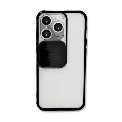Husa de protectie cu Slider Camera, Full cover, Transparenta, Compatibila cu iPhone 13 Pro Max, Negru Engros