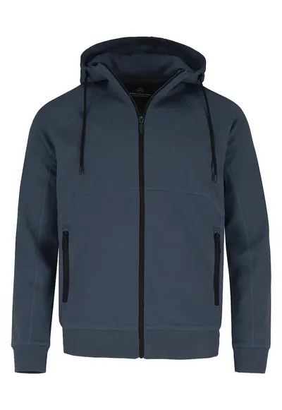 Hanorac cu gluga din bumbac - cu fermoar - buzunare - regular fit - B-Mentis - verde masliniu - Bleumarin