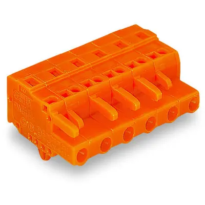 1-conductor female plug; Snap-in mounting feet; 2.5 mm²; Pin spacing 7.62 mm; 2-pole; 2,50 mm²; orange