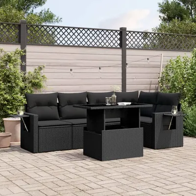 Gossi set mobilier de gradina cu perne, 6 piese, negru, poliratan