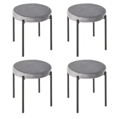 HOMCOM Set 4 Scaune pliante de masă cu șezut moale, aspect catifelat, scaun de bucătărie din catifea pentru bucătărie sufragerie din metal Gri 41,5 x 41,5 x 46 cm | Aosom Romania