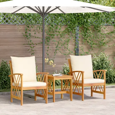 Set de lounge pentru gradina Gossi din 3 piese cu perne din lemn solid de acacia