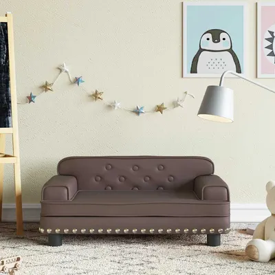 vidaXL Canapea pentru copii maro 70x45x30 cm piele artificială