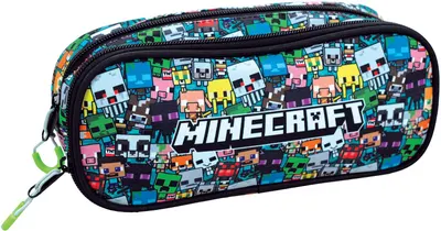 Neceser oval GIM Minecraft - Chibi, 2 fermoare