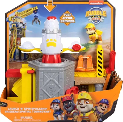Set de joacă Spin Master Paw Patrol Rubble & Crew - Lansare și rotire a navei spațiale