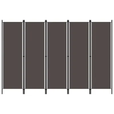 vidaXL Paravan de cameră cu 5 panouri, antracit, 250 x 180 cm