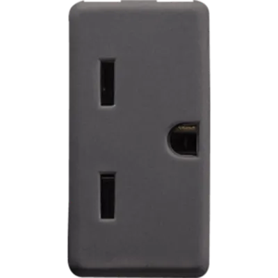 Usa Standard Priza 250/125v Ac - 2p+e 15a 250v - Flat Alligned Vertical Plug - 1 Module - System Black