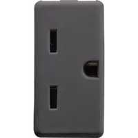 Usa Standard Priza 250/125v Ac - 2p+e 15a 250v - Flat Alligned Vertical Plug - 1 Module - System Black