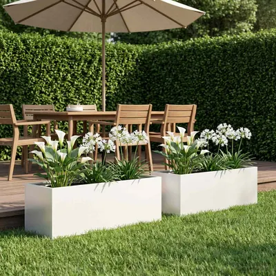vidaXL Vază pentru Grădină 2 buc. Alb 100 x 30 x 30 cm