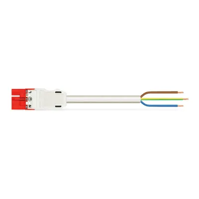 pre-assembled connecting cable; Eca; Plug/open-ended; 3-pole; Cod. P; H05Z1Z1-F 3G 2.5 mm²; 2 m; 2,50 mm²; red