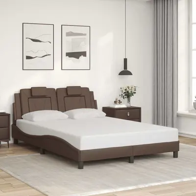 vidaXL Cadru de pat, Viana, fără saltea, maro, 120x200 cm, piele ecologică
