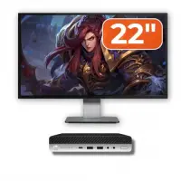 Pachet Calculator Refurbished HP EliteDesk 800 G5 Mini PC, Intel Core i5-9600 2.20 - 3.70GHz, 8GB DDR4, 256GB SSD + Monitor 22"