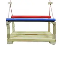 Leagan din lemn pentru copii Klemys Collection Color 36x26 cm cu franghii reglabile,bara de protectie,utilizare interiorexterior