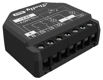 Releu Smart Shelly - 2PM Gen3, dublu canal, negru