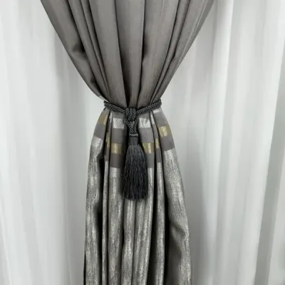 Draperie Elite, Satinata, Texturata, Gri, 140cm latime x 260cm inaltime, cu tiv lat pt bara