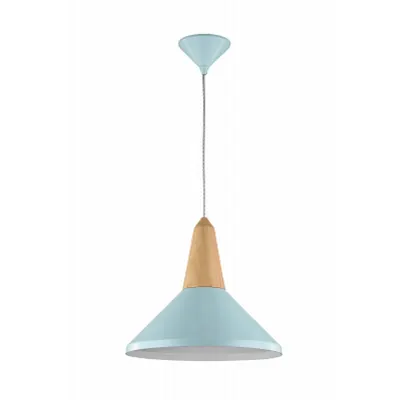 Corp de iluminat susendat Trottola - H(min) 380mm, H(max) 1790mm, ⌀ 335mm , Blue, 1 X E27 (60W), Metal and Wood, Metal, IP20, 1kg
