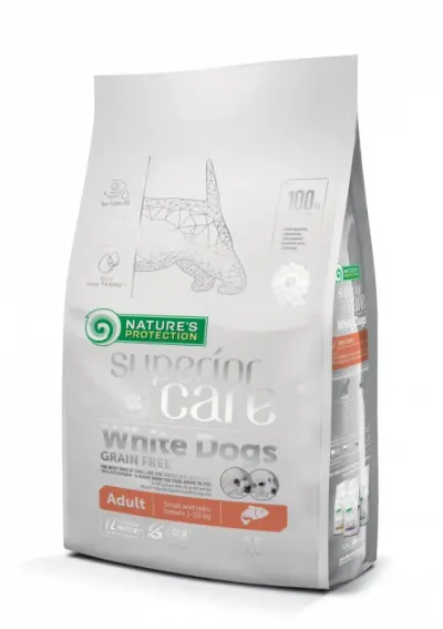Nature's Protection Superior Care White Dogs Grain Free Salmon Adult Small&amp;Mini Breeds 1,5kg