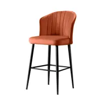 Set 4 scaune de bar RUBI, rosu caramiziu + negru, 52x97x42 cm