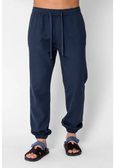 Pantaloni lungi din IN cu elastic si snur Navy 21825 - Bleumarin