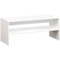 HOMCOM Masă de Cafea Modernă cu 2 Niveluri, cu Raft Deschis și Picioare Antiderapante, 100x40x41,5 cm, Alb | Aosom Romania