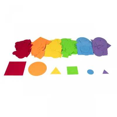 Set de 150 de forme geometrice colorate din fetru autoadeziv - 2,5 - 7 cm