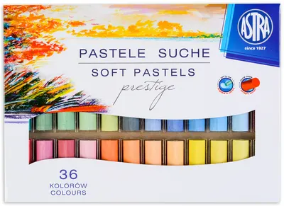 Pasteluri uscate Astra - Prestige, 36 culori, cu forma rotunda