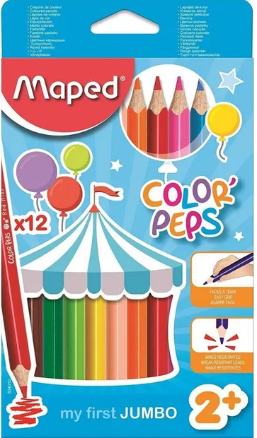 Set creioane colorate Maped Color Peps - My First Jumbo, 12 culori