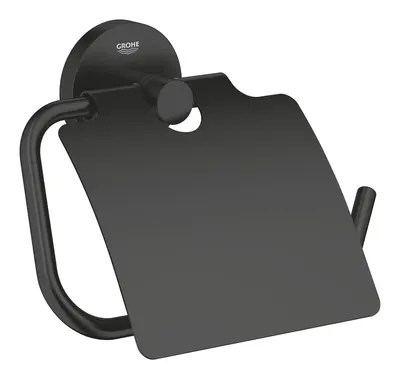 Suport hartie igienica Grohe Essentials, pe perete, metal, mat, negru, 1024652430