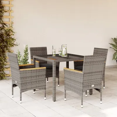 Gossi set mobilier de gradina cu perne 5 piese gri poliratan & sticla