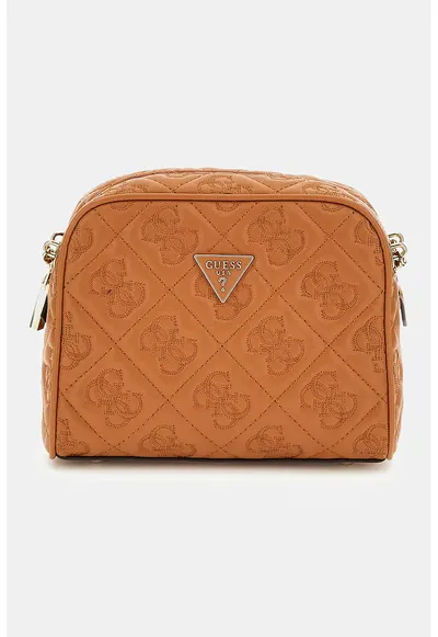 Geanta crossbody din piele ecologica cu model monograma - Maro scortisoara