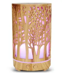 Umidificator aromaterapie ultrasunet model copac rezervor 200 ml 7 culori led lemn deschis