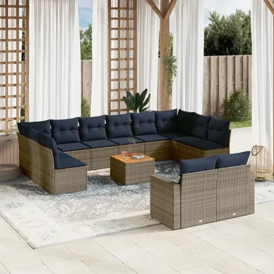 Gossi set mobilier de gradina cu perne, 13 piese, gri, poliratan