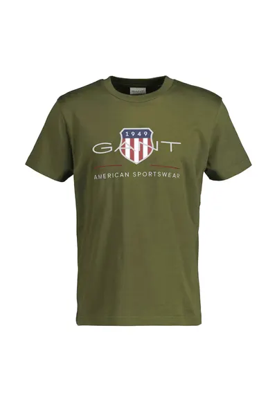 Tricou regular fit cu imprimeu logo Archive Shield - Verde masliniu