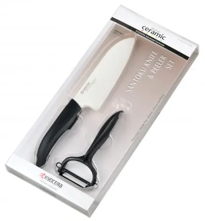 Set cuțit ceramic cu decojitor Kyocera - negru