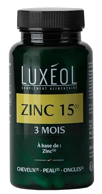 Zinc, 15 mg, 90 capsule, Luxéol