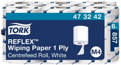 Hârtie de bucătărie Tork - Reflex Wiping, M4, 6 х 857 buc, alb