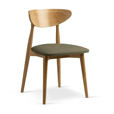 Scaun de dining kaki/în culoare naturală stivuibil din lemn de fag Leon – Micadoni