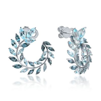 Cercei din aur alb cu topaze marquise de 6.7ct