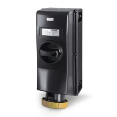 Priza interblocabilan63A 3P+E 4h 100-130V 50Hz 60Hz II 2GD 170X380MM_PAR terminal cu surub Cu interblocaj mecanic