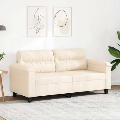 vidaXL Canapea cu 2 locuri, bej, 140 cm, țesătură microfibră