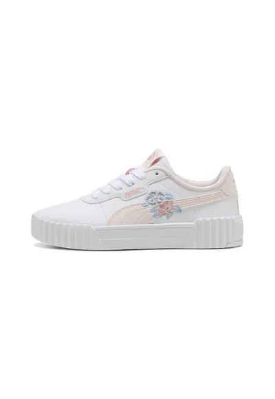 Pantofi sport Carina 3.0 cu broderie florala - Alb/Piersica