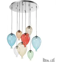 Corp de iluminat din sticla suflata si prelucrata manual sub forma de balon multicolor 8x40W